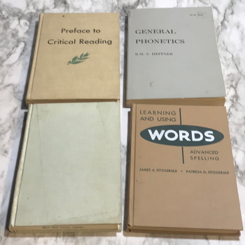 4 vintage books from the 1950s English Language Reading Words Phonetics Teacher